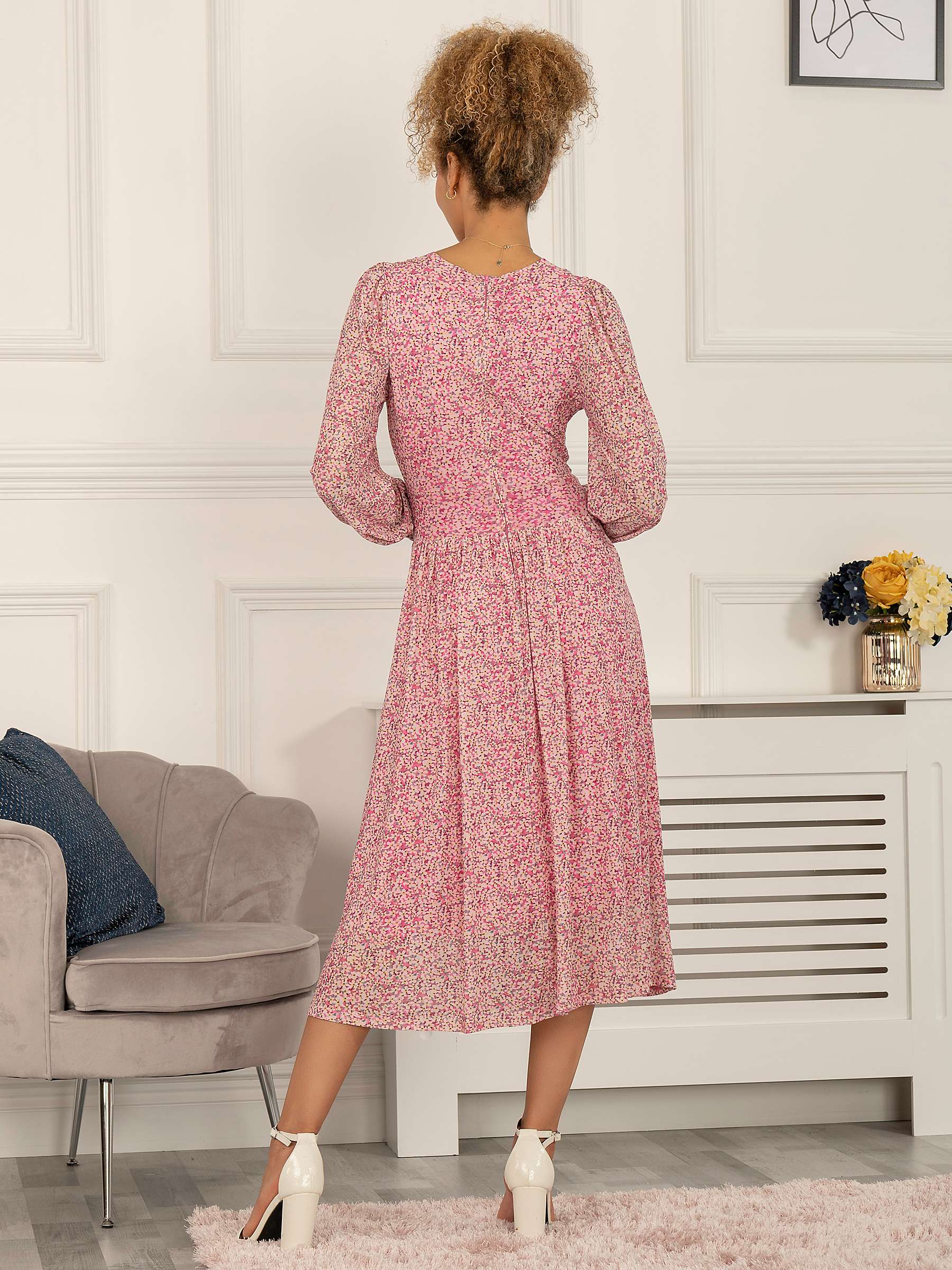 Buy Jolie Moi Vanessa Long Sleeved Mesh Dress, Pink Floral Online at johnlewis.com