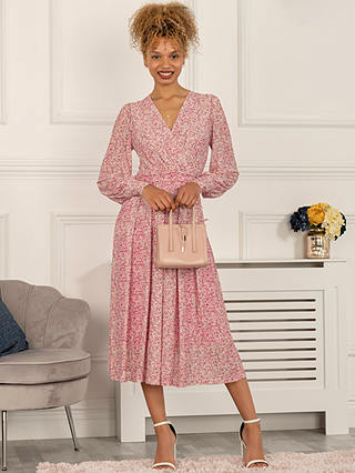 Jolie Moi Vanessa Long Sleeved Mesh Dress, Pink Floral