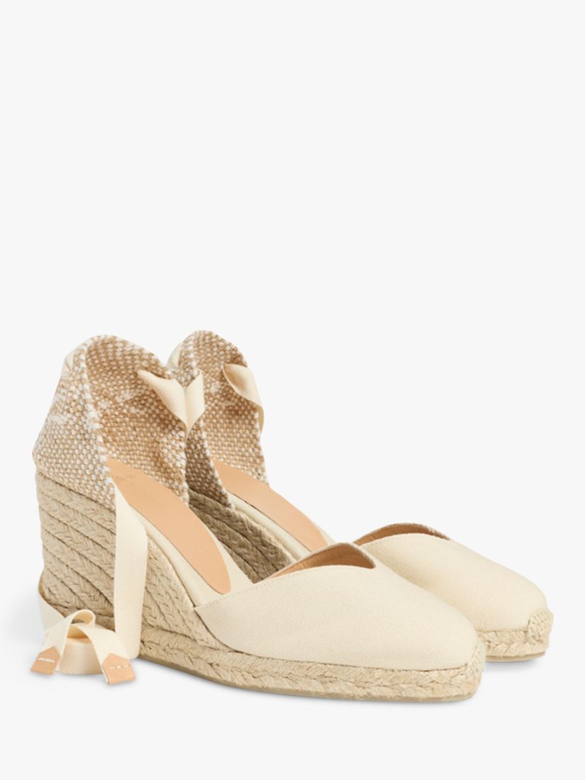 Castañer Chiara Cotton Wedge Espadrille Sandals, Ivory, 4