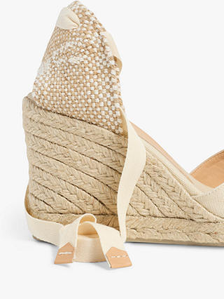Castañer Chiara Cotton Wedge Espadrille Sandals, Ivory