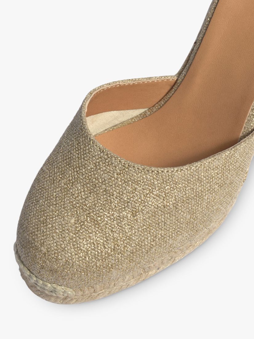 Buy Castañer Carina Linen Wedge Espadrille Sandals, Gold Online at johnlewis.com