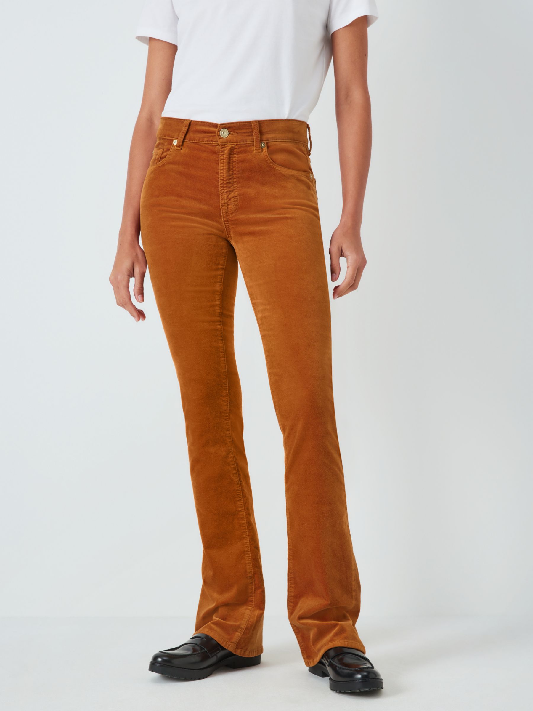 7 For All Mankind Bootcut Velvet Trousers, Brown