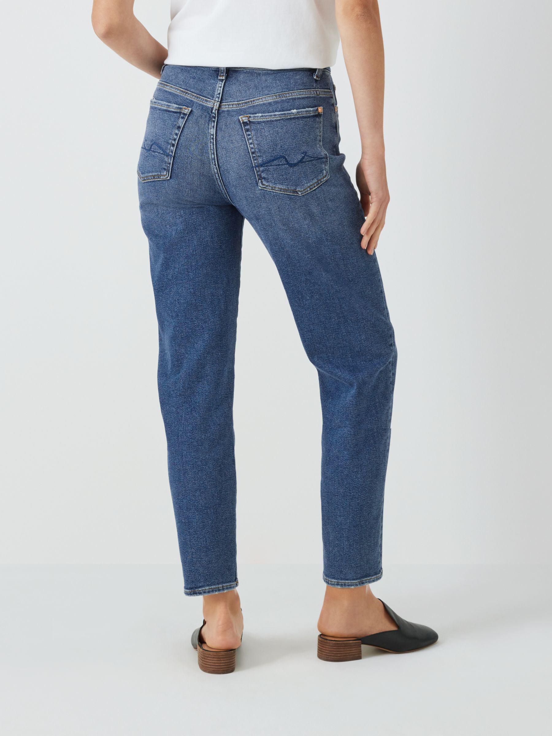 7 For All Mankind Malia Luxe Vintage Cropped Mom Jeans, Dark Blue, 26