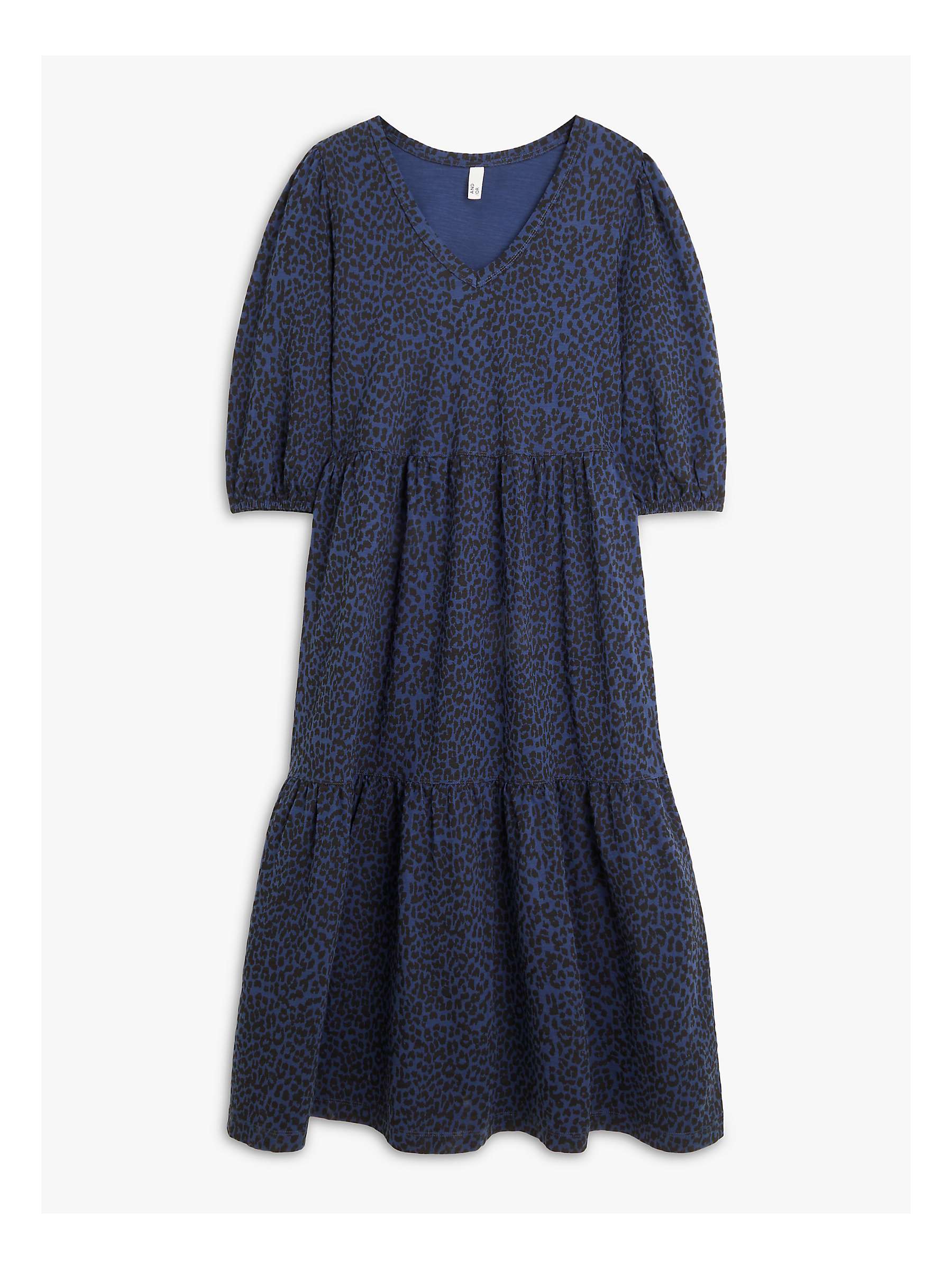 Buy AND/OR Brielle Animal Print Tiered Jersey Dress, Blue Online at johnlewis.com