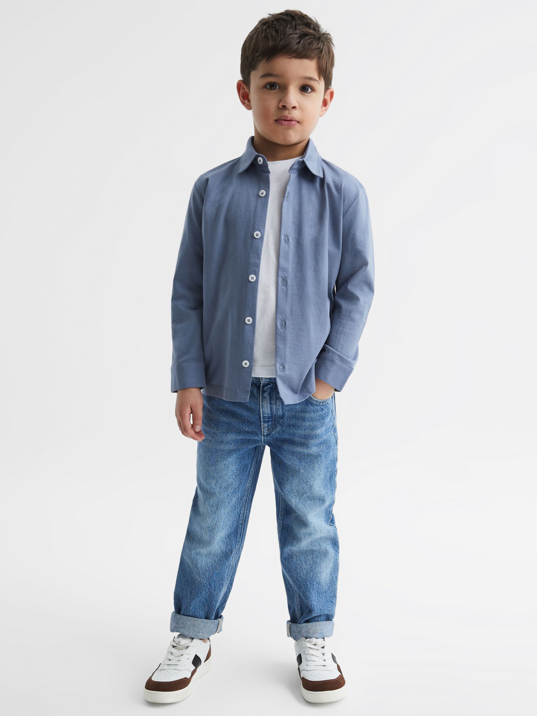 Reiss Kids' Hendon Shirt, Airforce Blue at John Lewis & Partners
