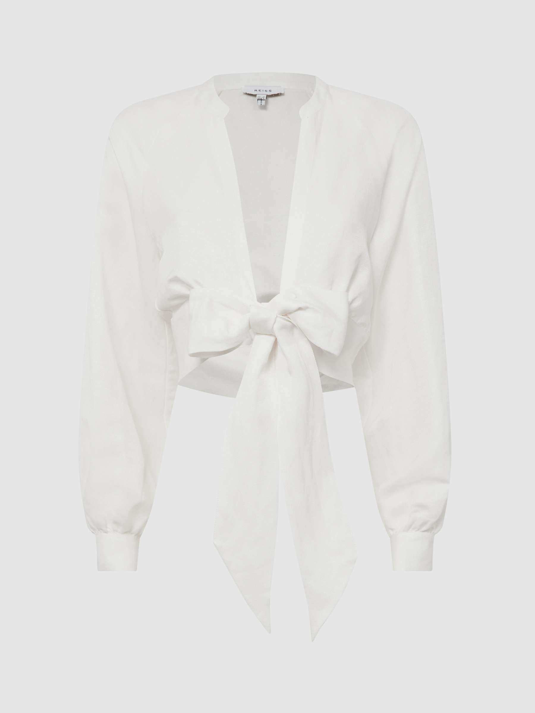 Reiss Axelle Front Tie Blouse, White at John Lewis & Partners