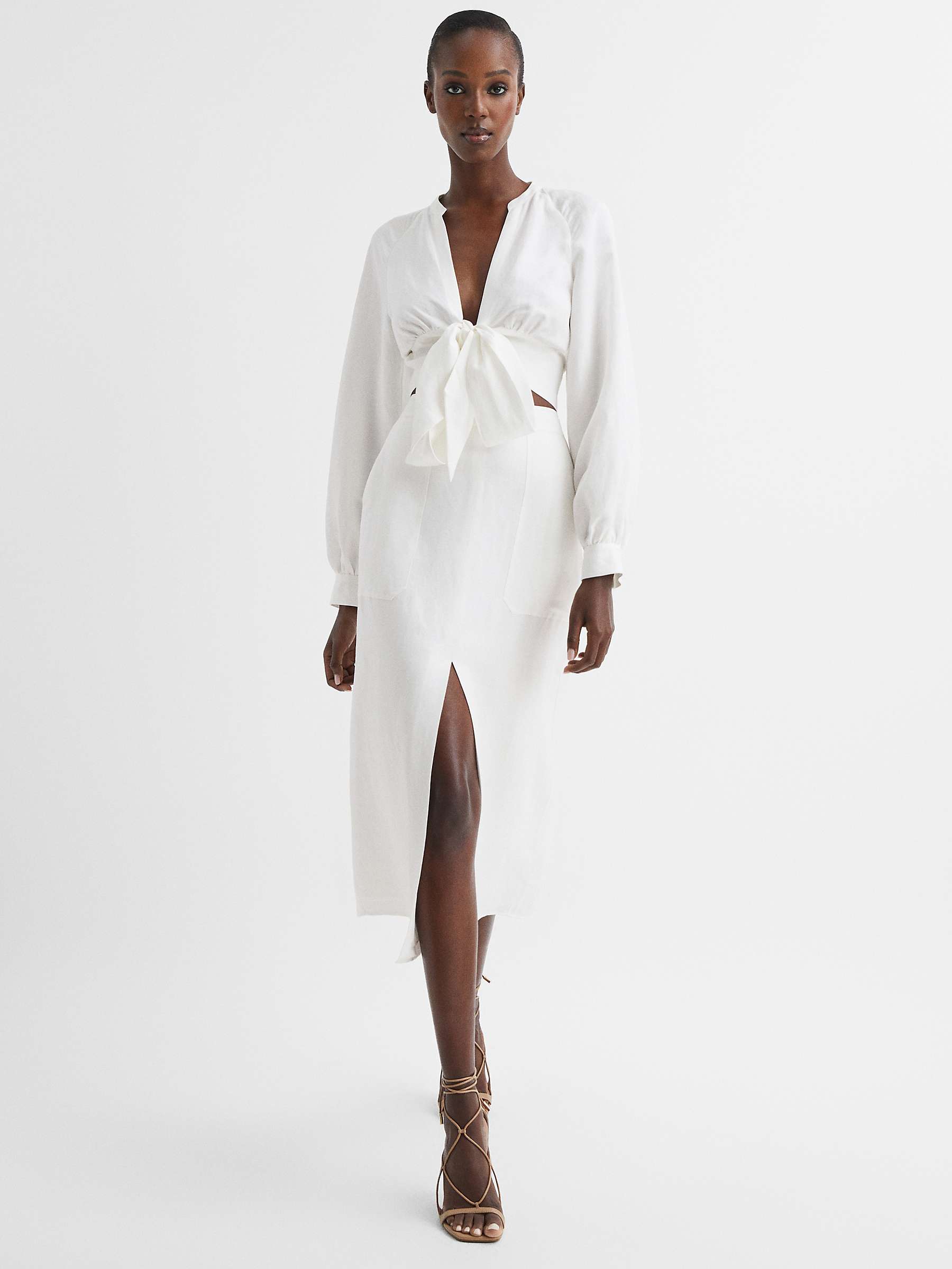 Buy Reiss Axelle Front Tie Blouse, White Online at johnlewis.com