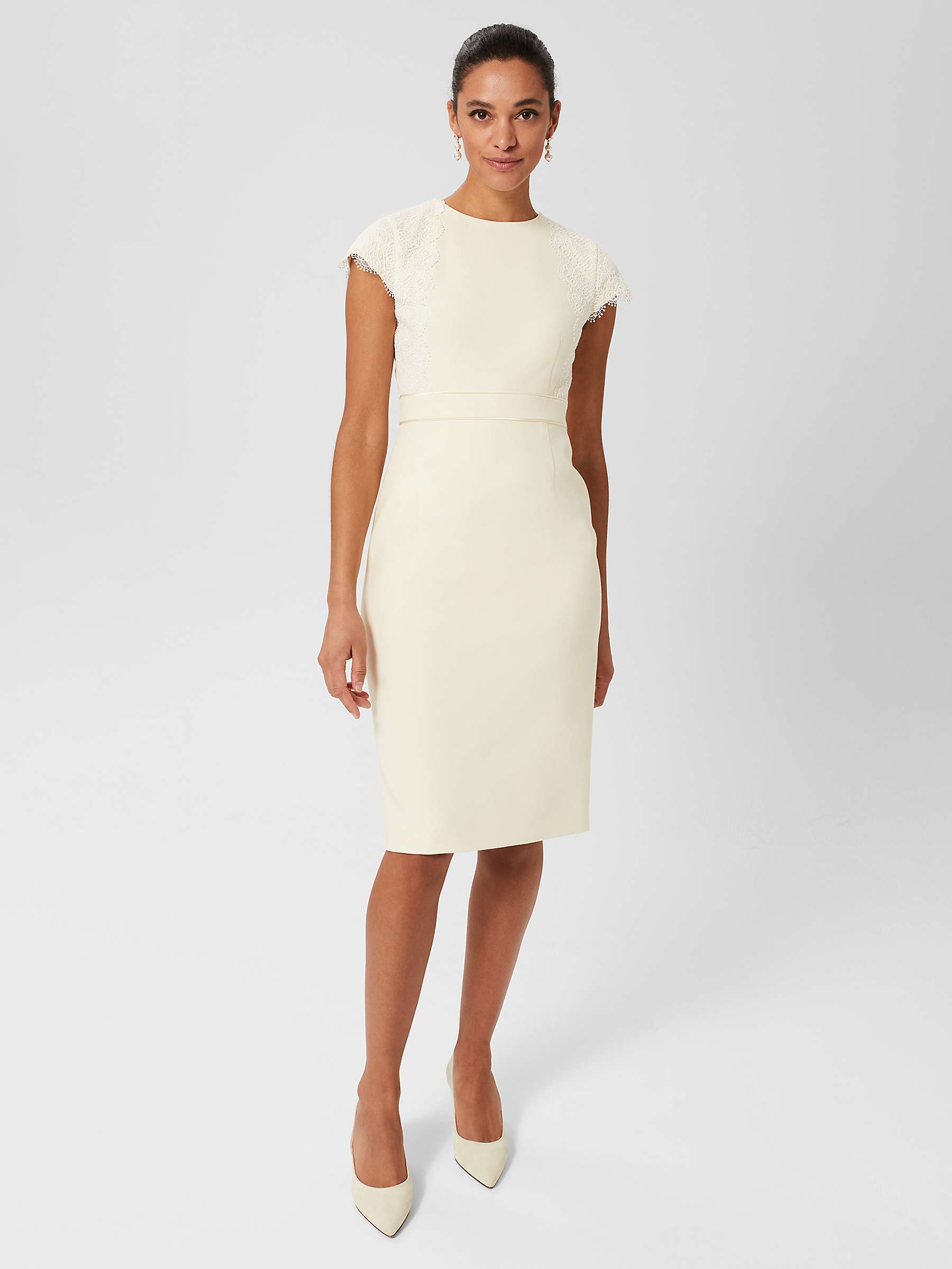 Buy Hobbs Valentina Lace Detail Shift Dress, Pale Yellow Online at johnlewis.com
