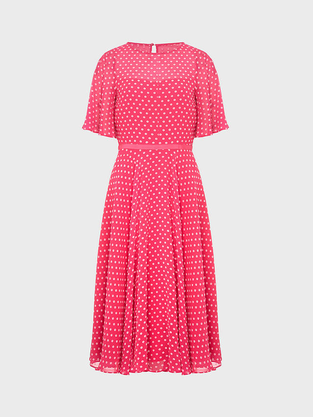Hobbs Eleanor Polka Dot Dress, Pink/Ivory