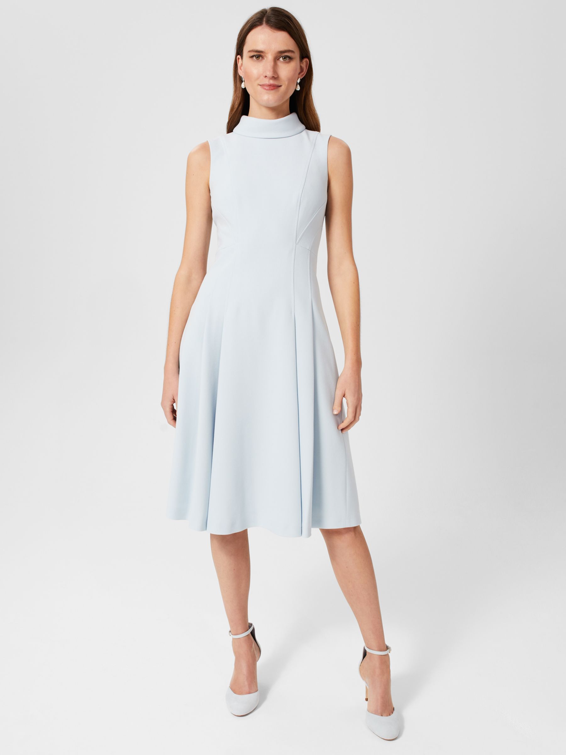 Hobbs Whilemina Plain Dress, Pale Blue at John Lewis & Partners