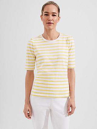 Hobbs Eva Stripe T-Shirt, White/Yellow