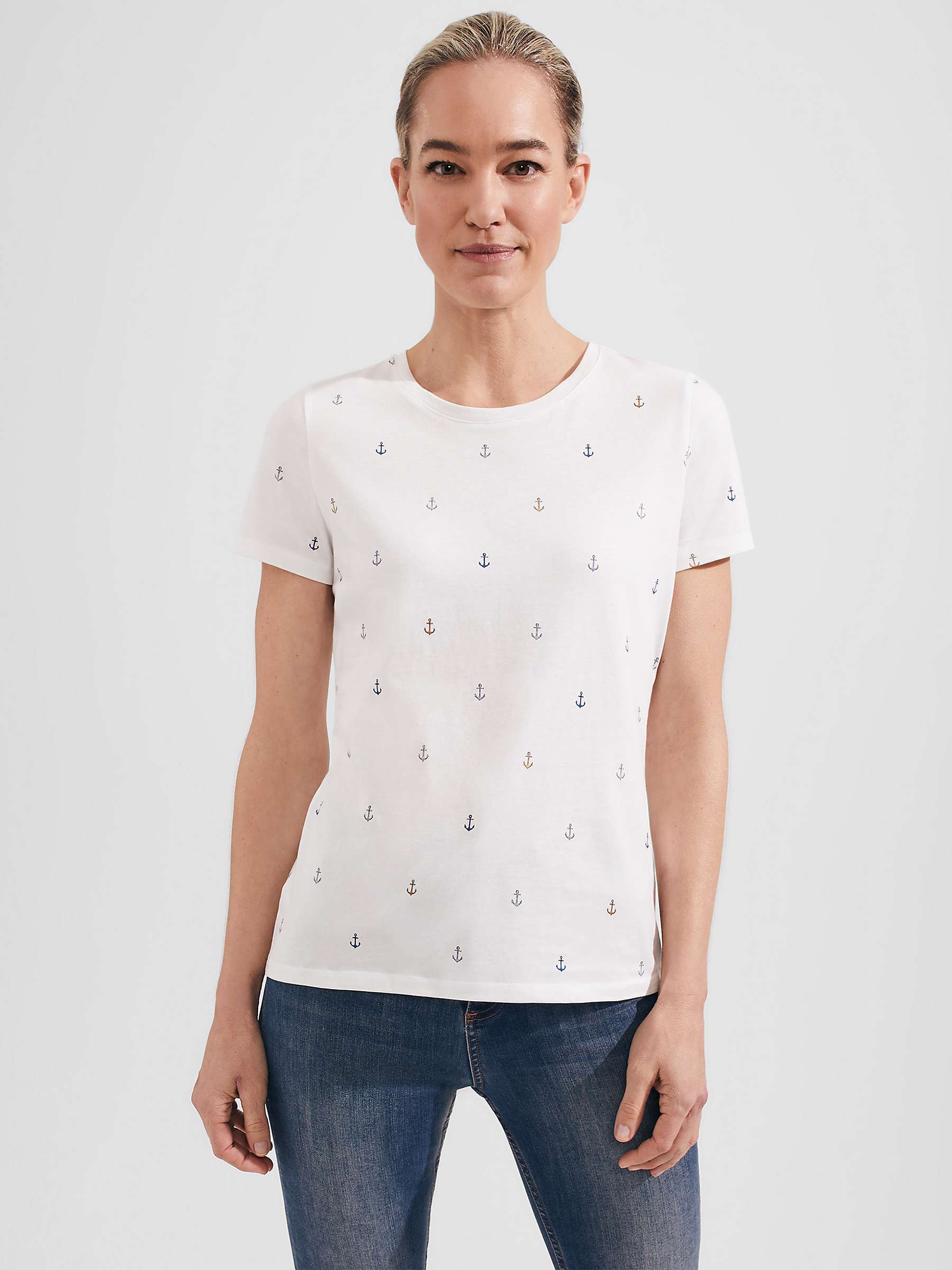 Buy Hobbs Pixie Anchor Print T-Shirt, White/Multi Online at johnlewis.com