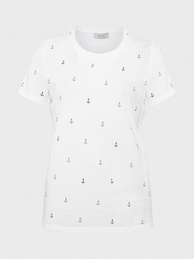 Hobbs Pixie Anchor Print T-Shirt, White/Multi
