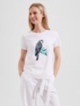 Hobbs Jamie Parrot and Branch Print T-Shirt, White/Blue