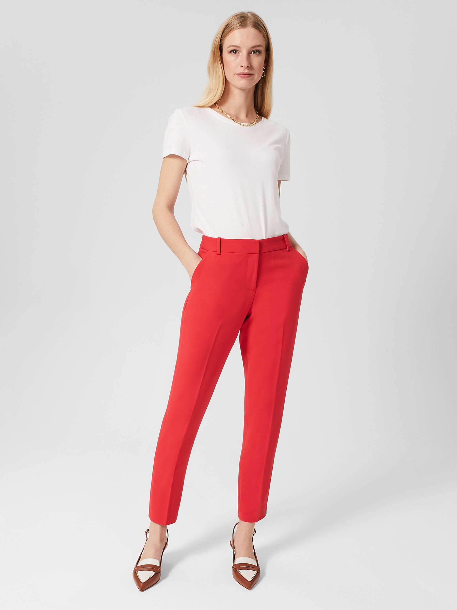 Buy Hobbs Petite Suki Trousers, Flame Red Online at johnlewis.com