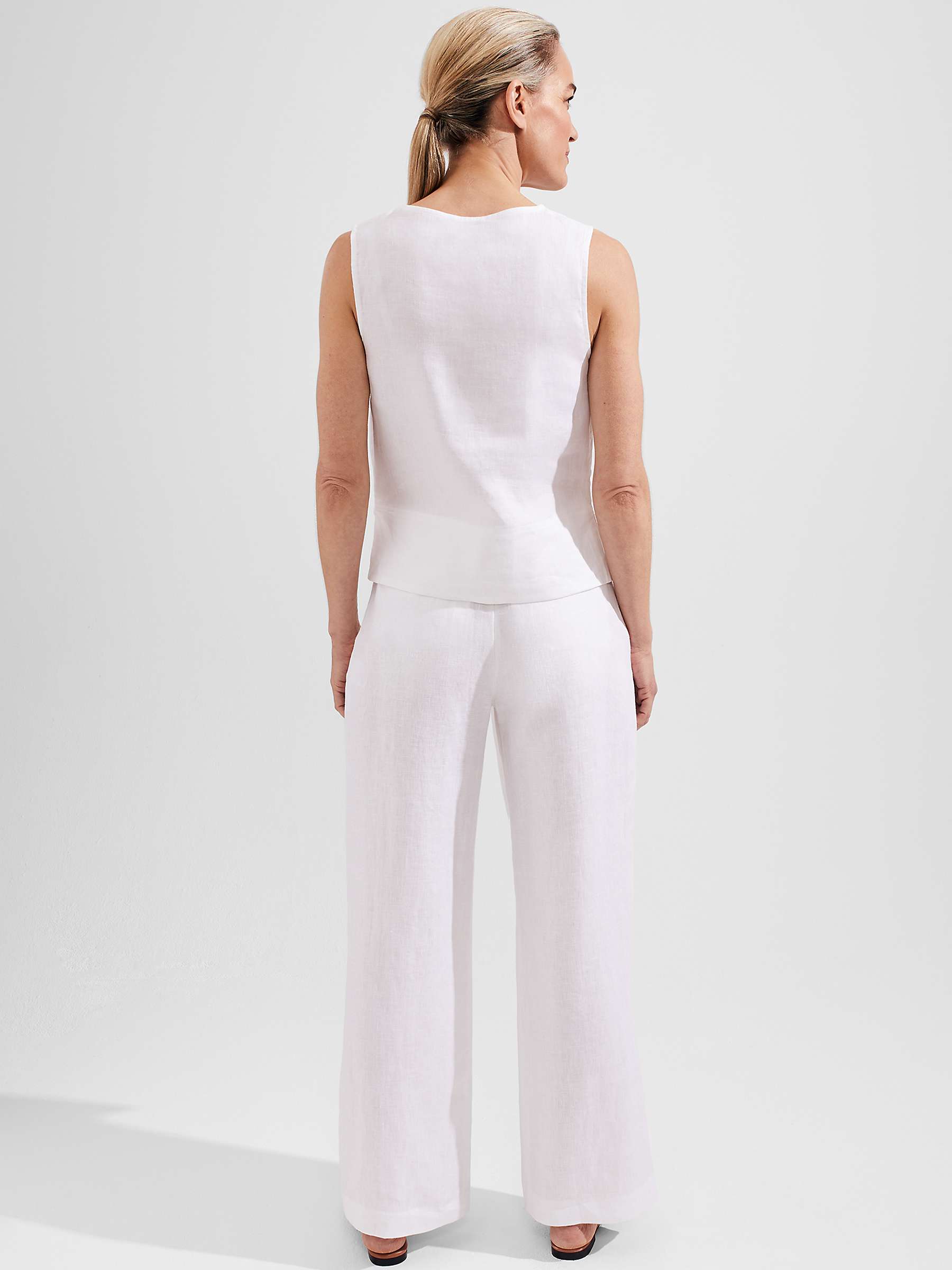 Buy Hobbs Jacqui Linen Trousers, White Online at johnlewis.com