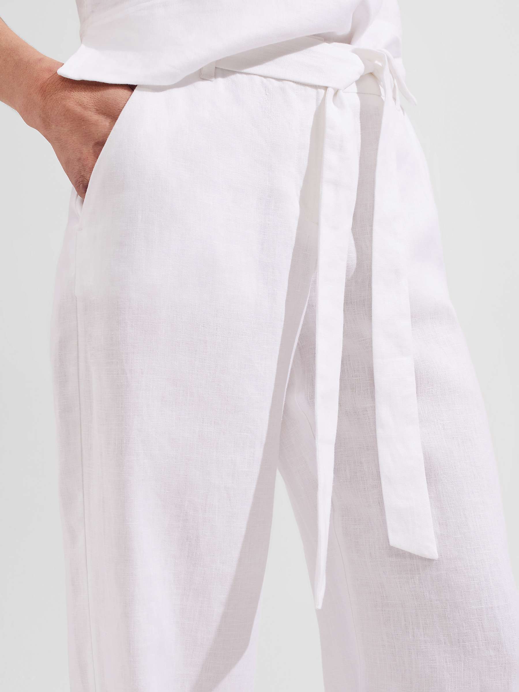 Buy Hobbs Jacqui Linen Trousers, White Online at johnlewis.com