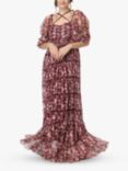 Lace & Beads Alicia Cap Sleeve Maxi Dress, Burgundy