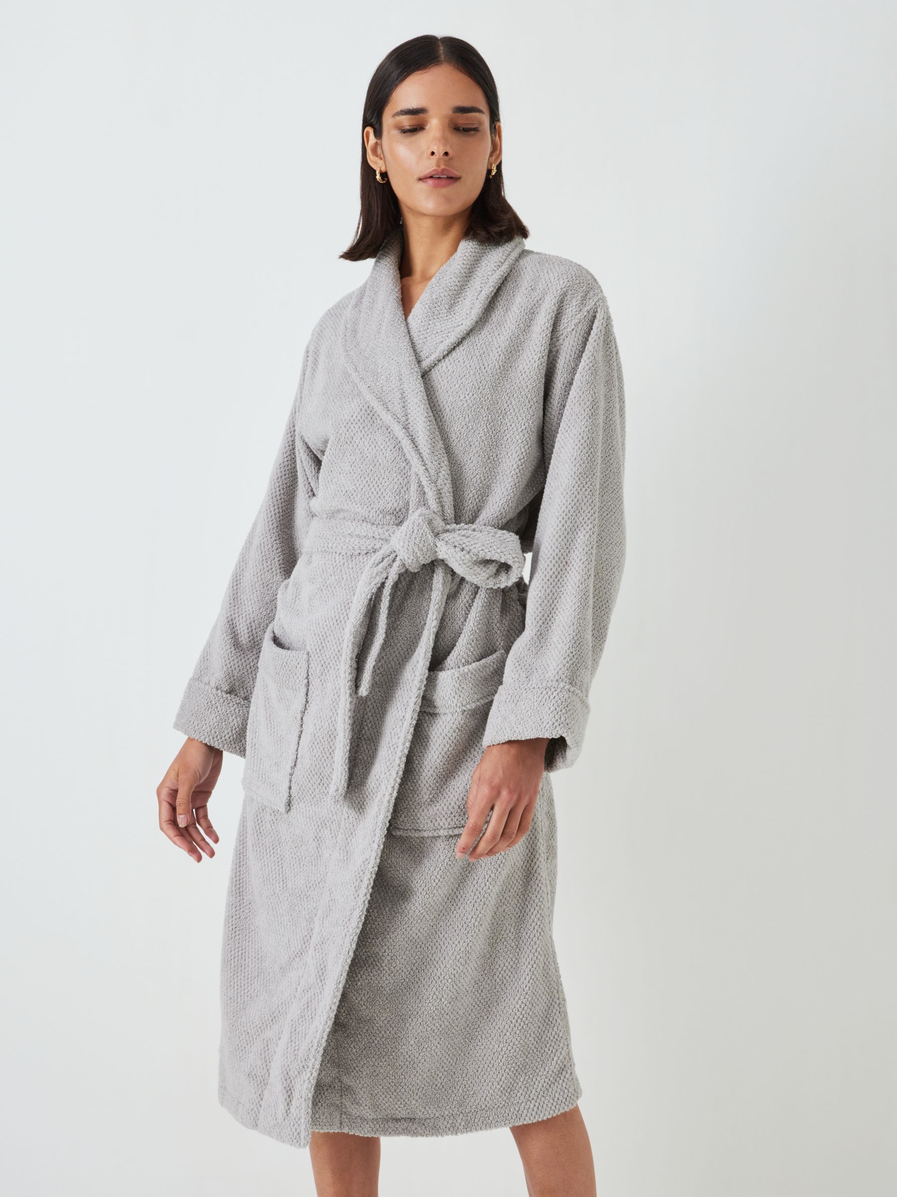 Luxury Hooded Silver Light Grey Terry Towelling Dressing Gown