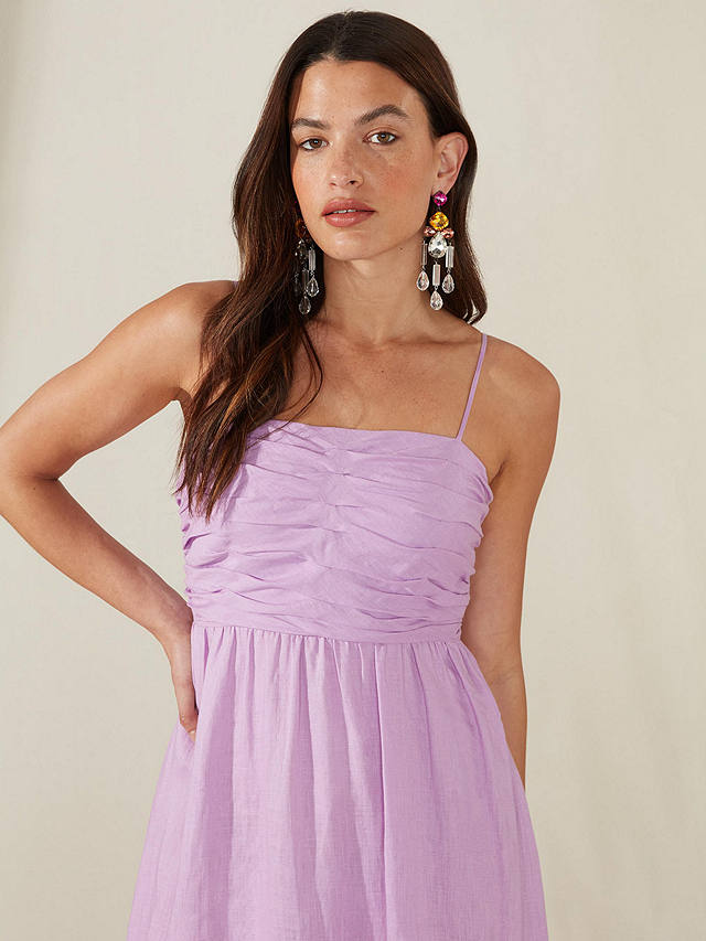 Ro&Zo Strappy Linen Midi Dress, Purple