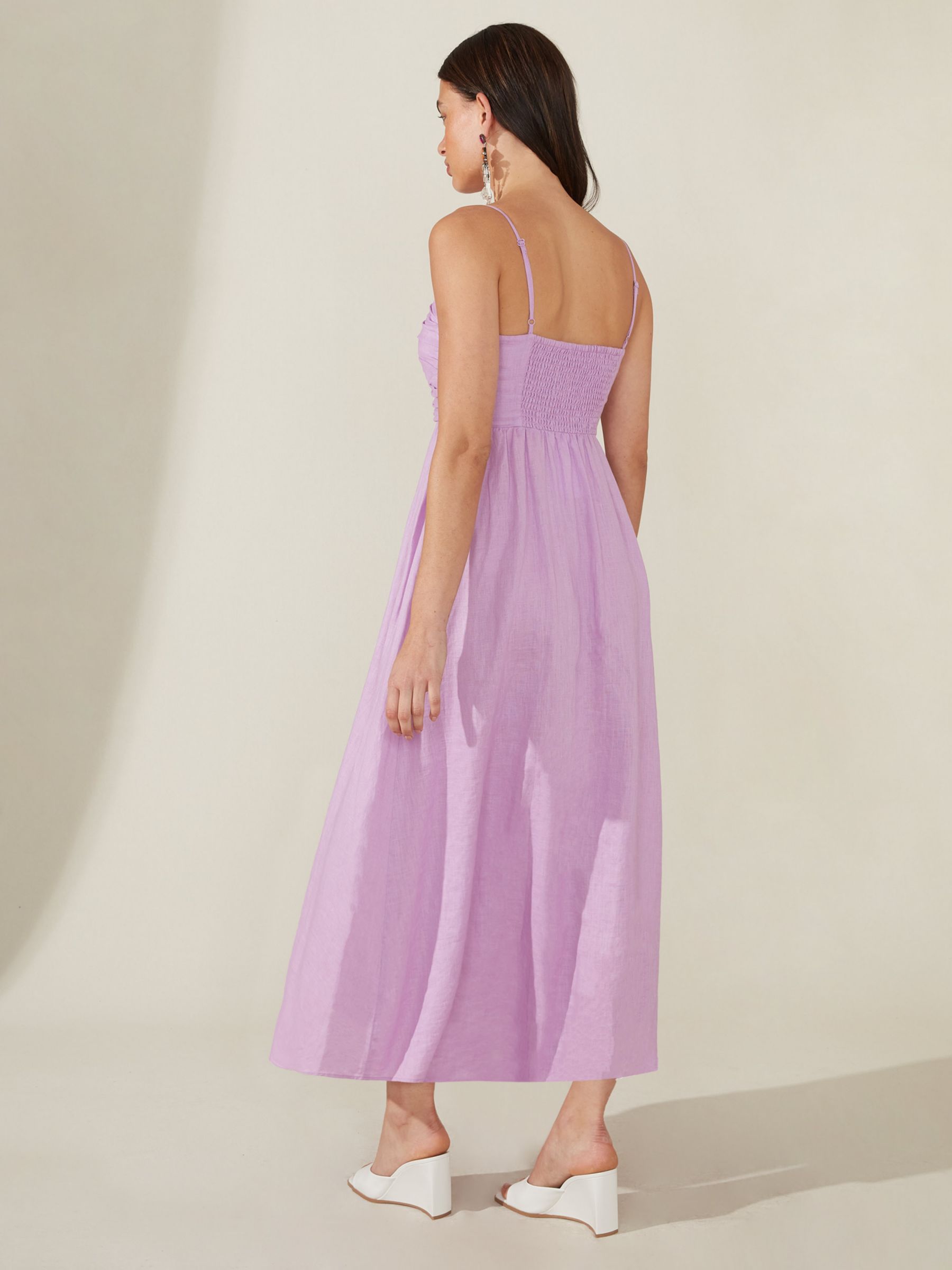Ro&Zo Strappy Linen Midi Dress, Purple at John Lewis & Partners