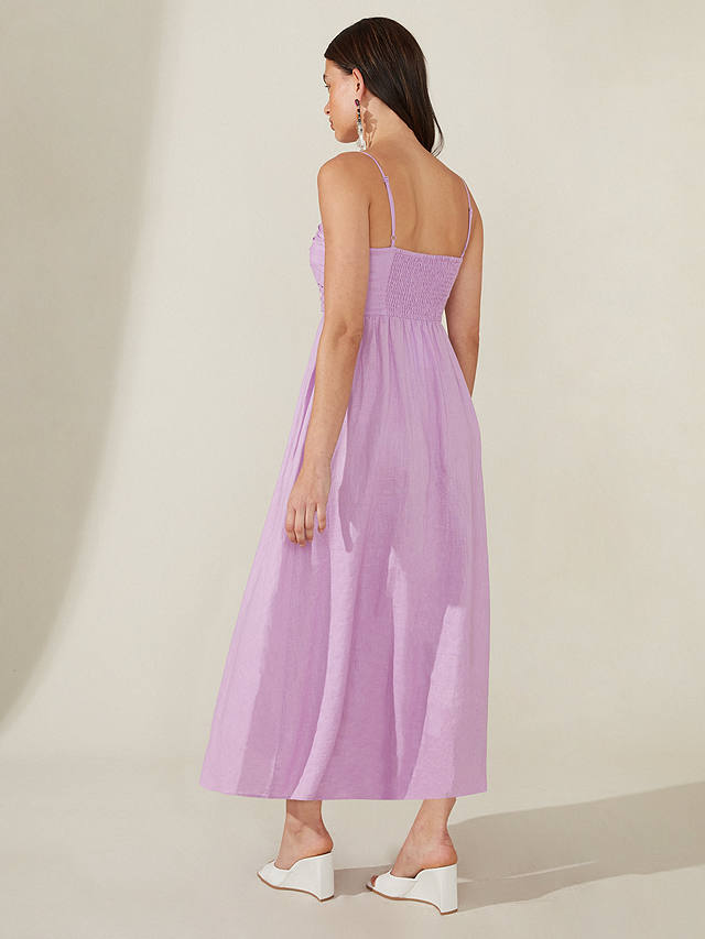 Ro&Zo Strappy Linen Midi Dress, Purple