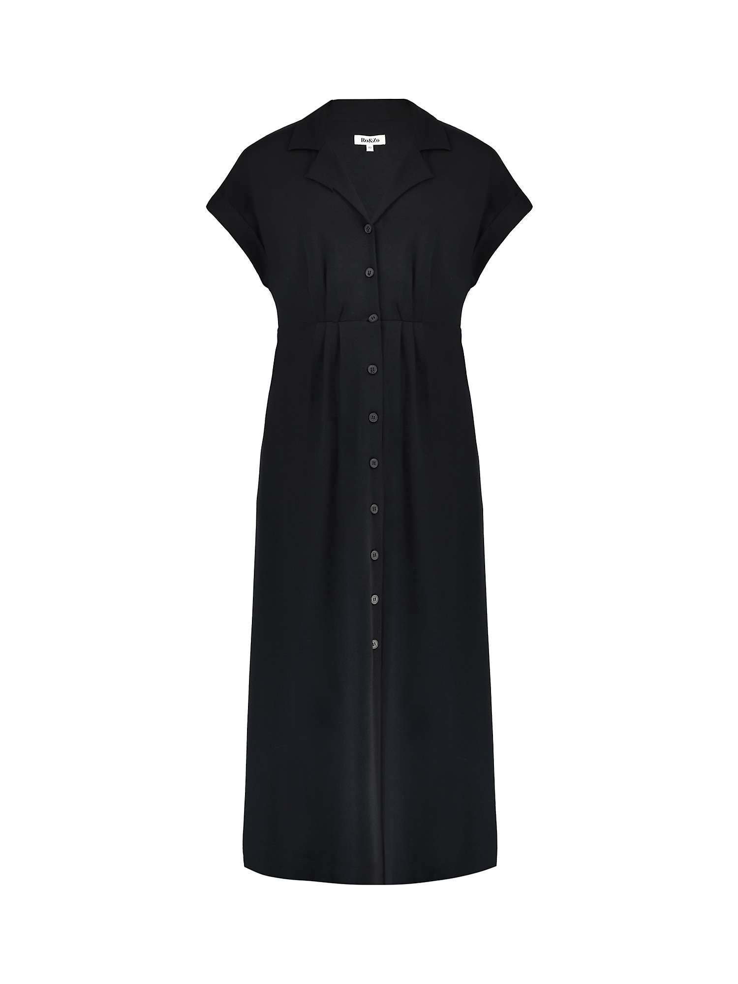 Ro&Zo Shirred Shoulder Shirt Dress, Black at John Lewis & Partners