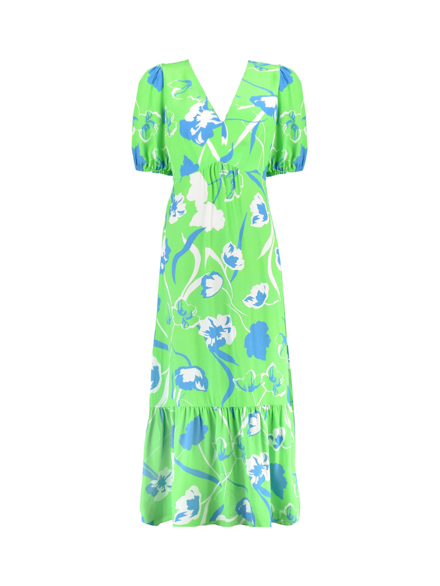 Ro&Zo Floral Ruffle Midi Dress, Green, 6