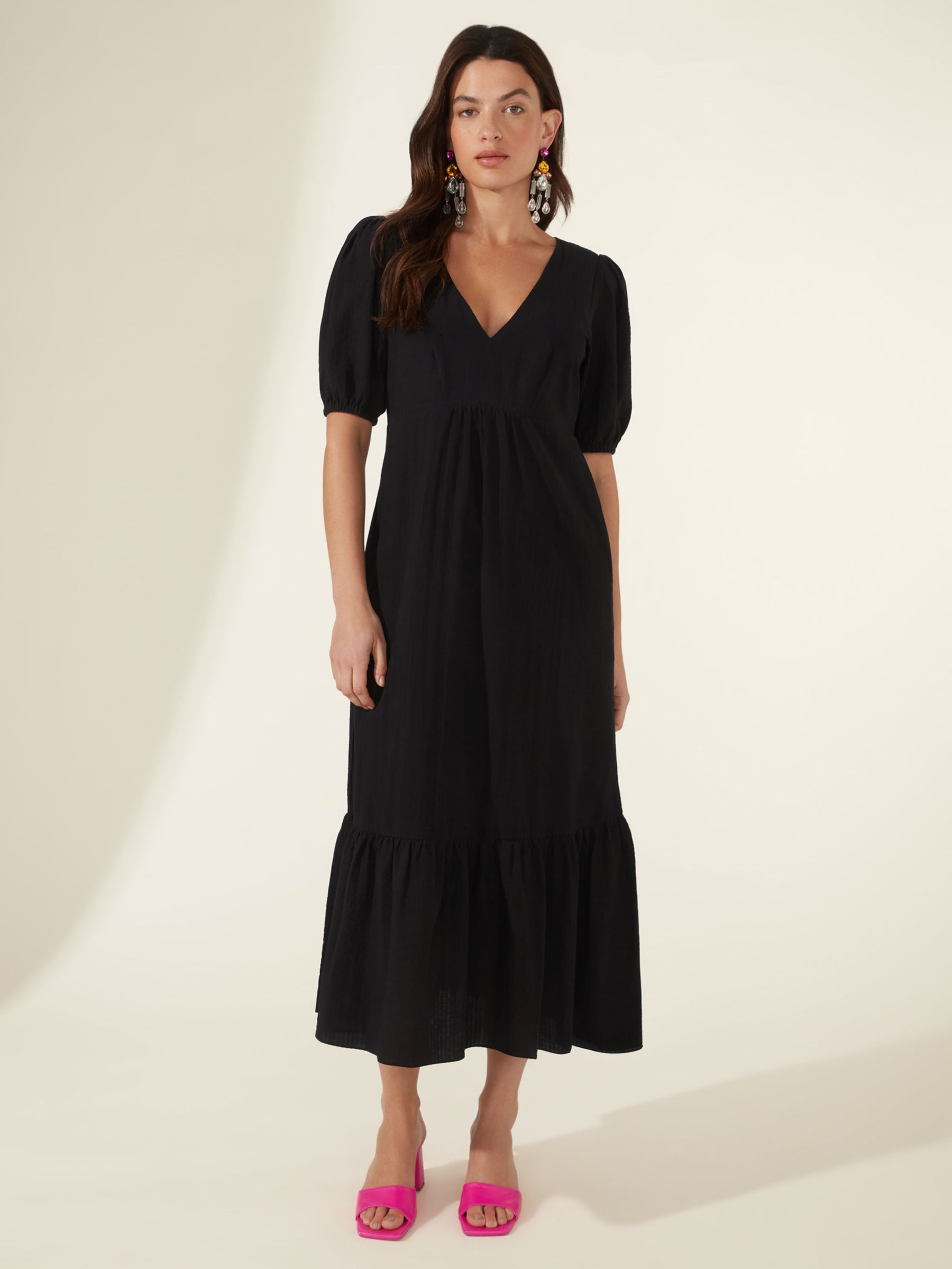 Ro&Zo Textured Midi Dress, Black at John Lewis & Partners