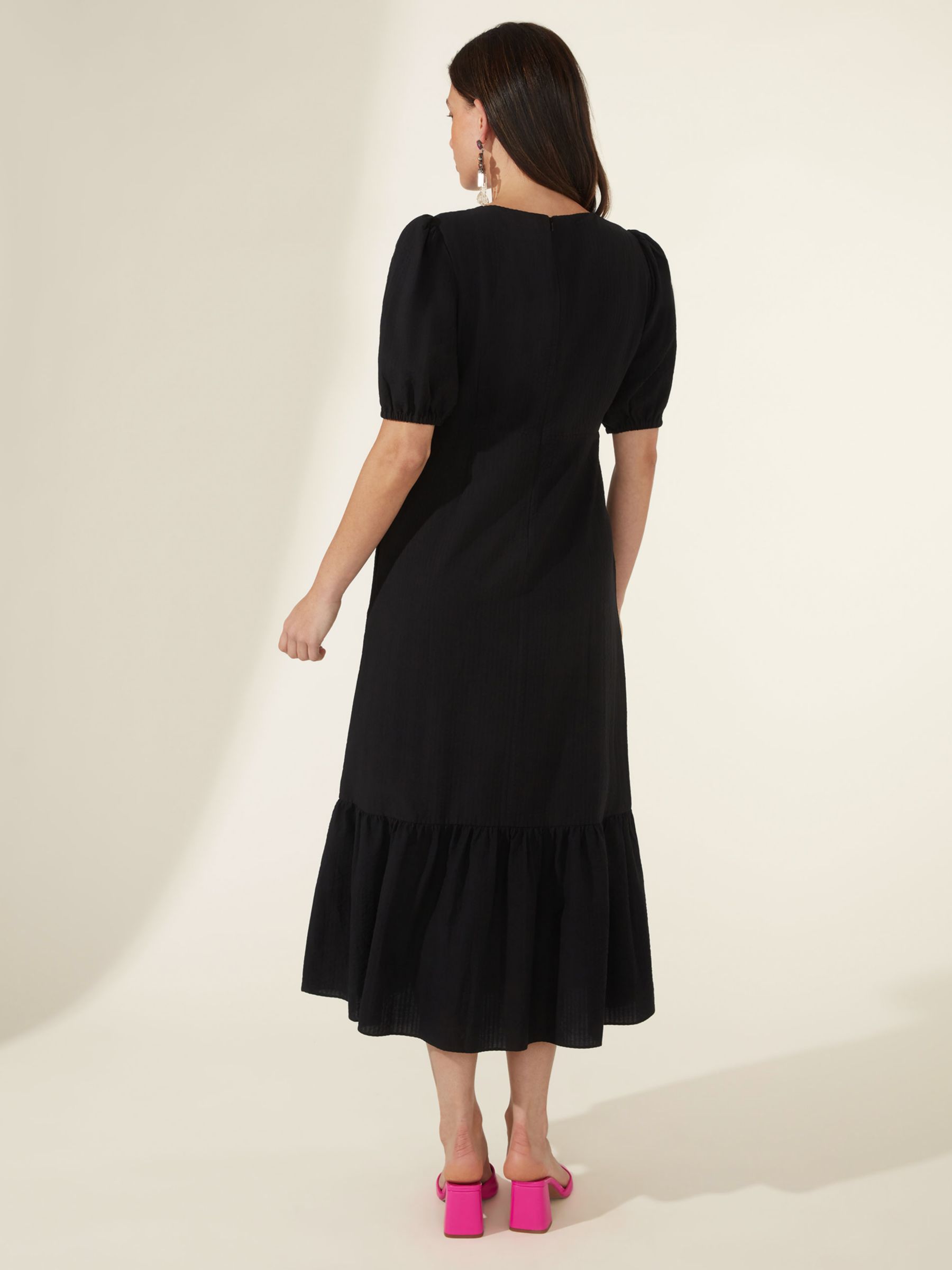 Buy Ro&Zo Textured Midi Dress, Black Online at johnlewis.com