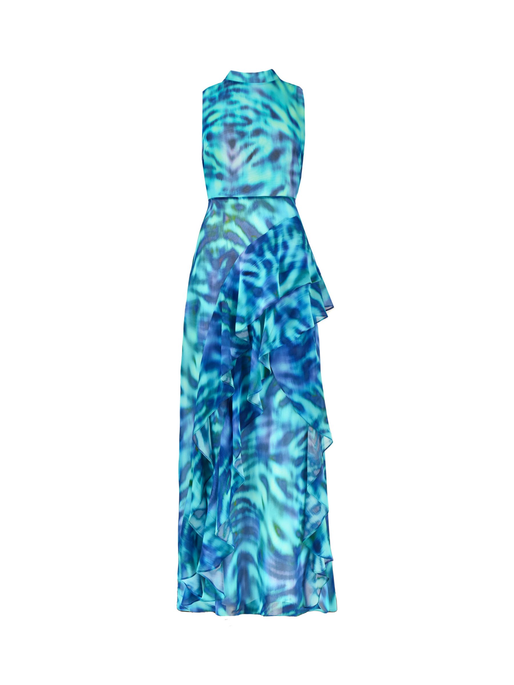 Ro&Zo Frill High Neck Maxi Dress, Turquoise