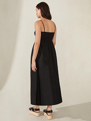 Ro&Zo Strappy Linen Midi Dress, Black