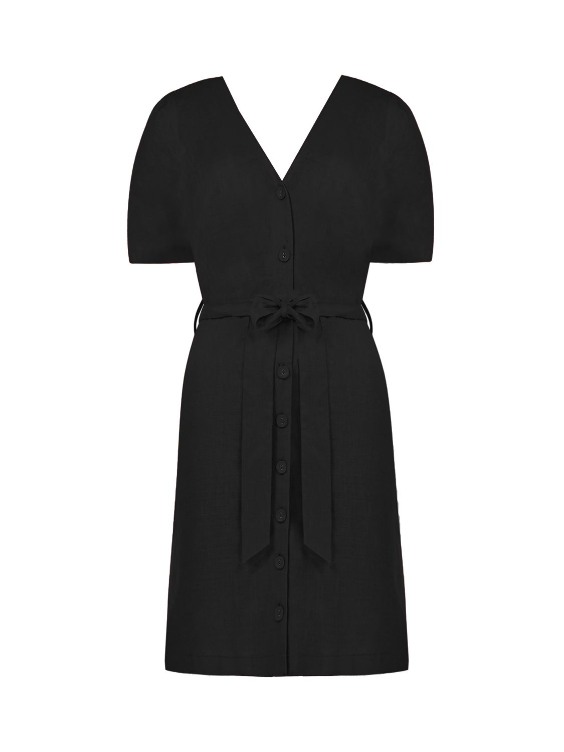 Ro&Zo Linen Button Front Shirt Dress, Black at John Lewis & Partners