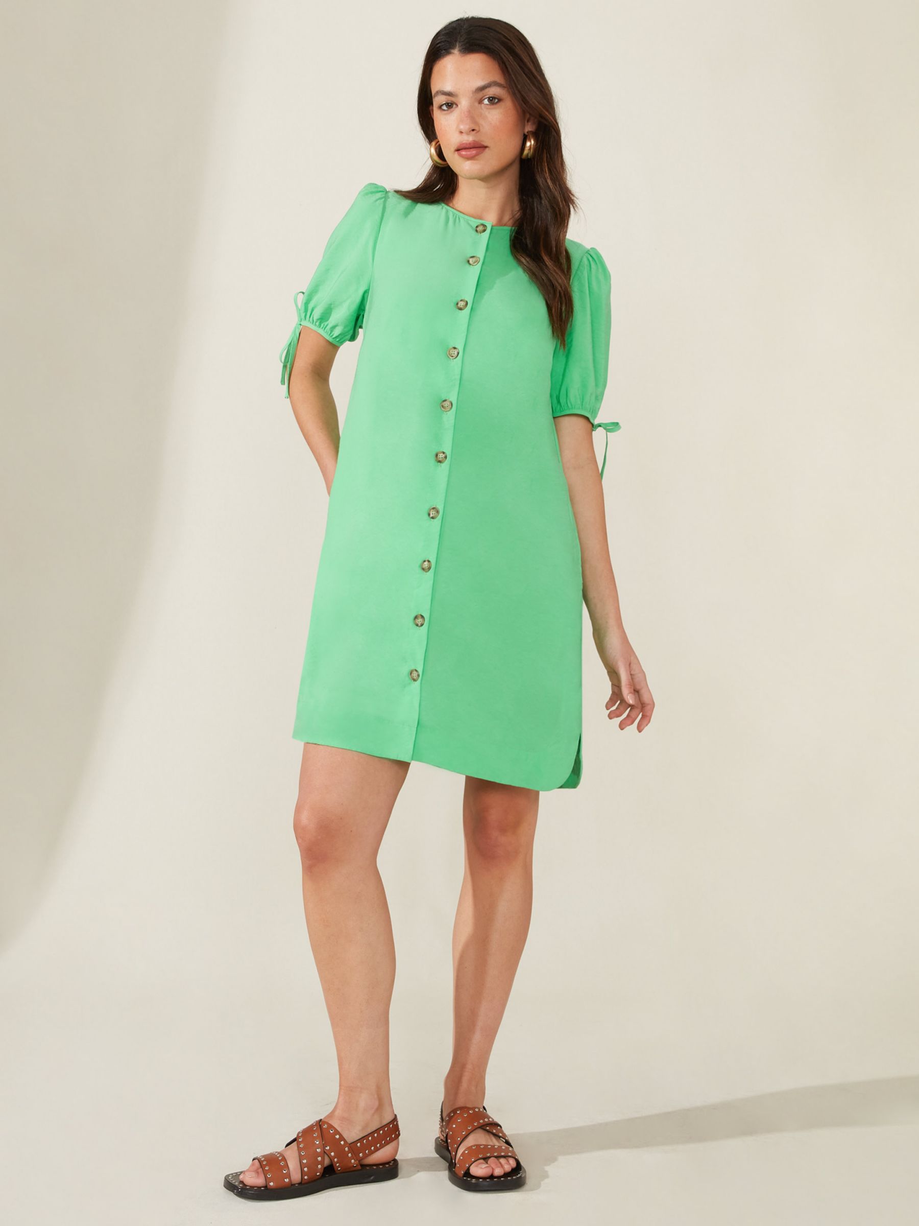 Ro&Zo Button Through Short Dress, Green, 6