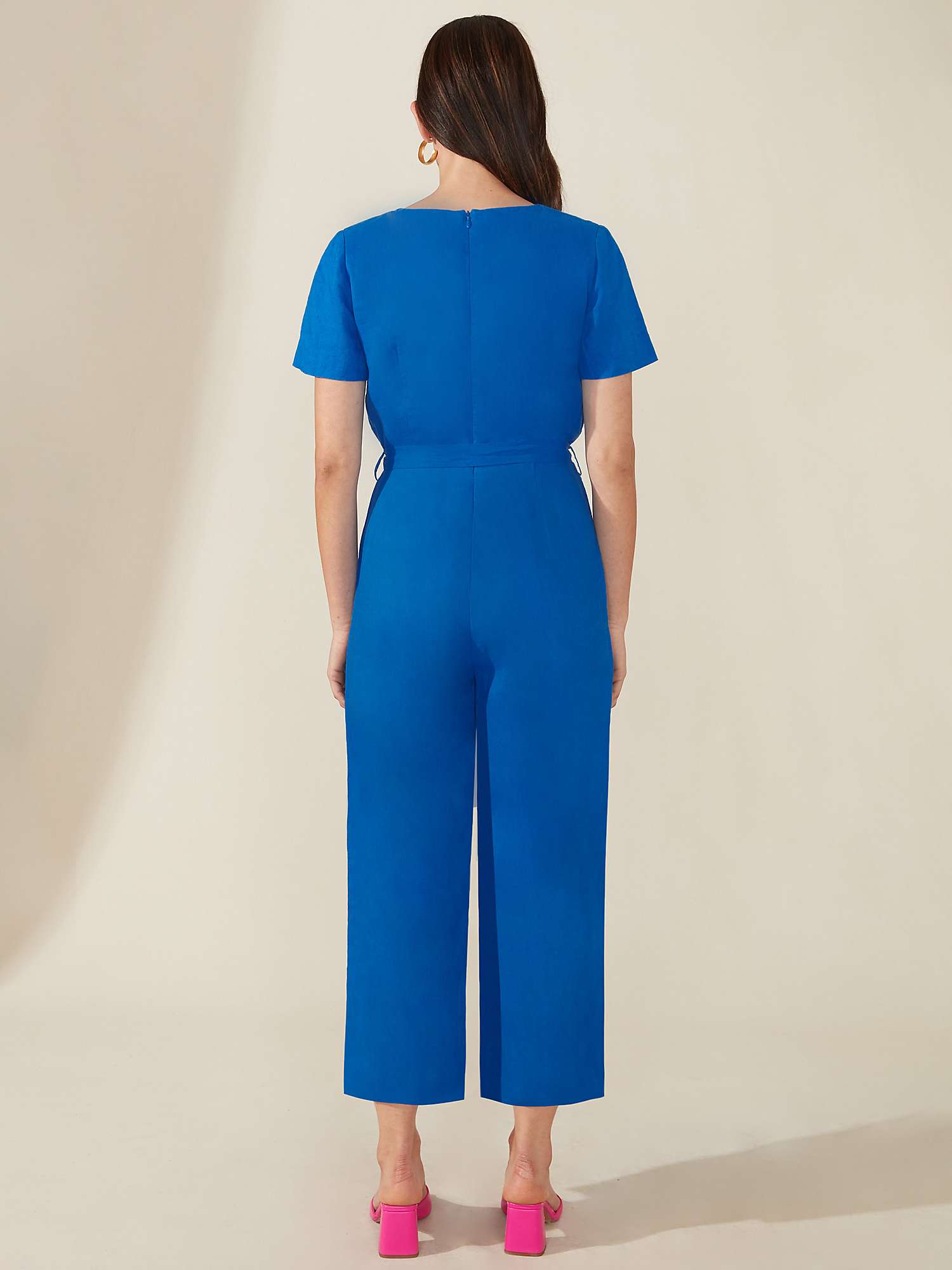 Buy Ro&Zo Linen Wrap Front Jumpsuit, Blue Online at johnlewis.com