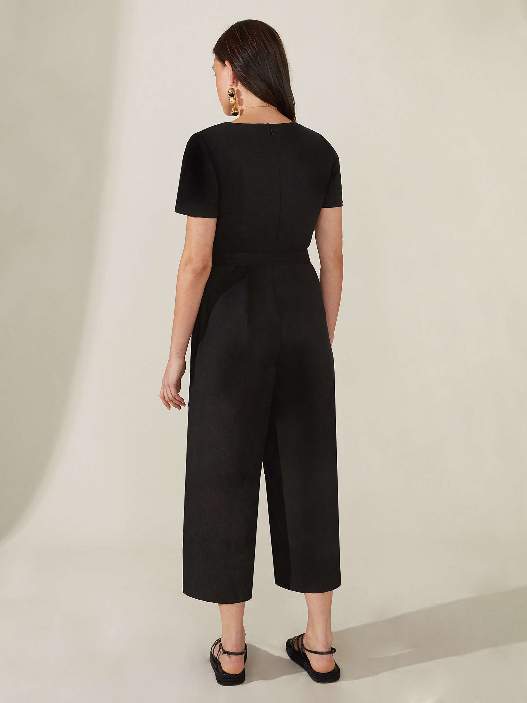 Buy Ro&Zo Linen Wrap Front Jumpsuit, Black Online at johnlewis.com