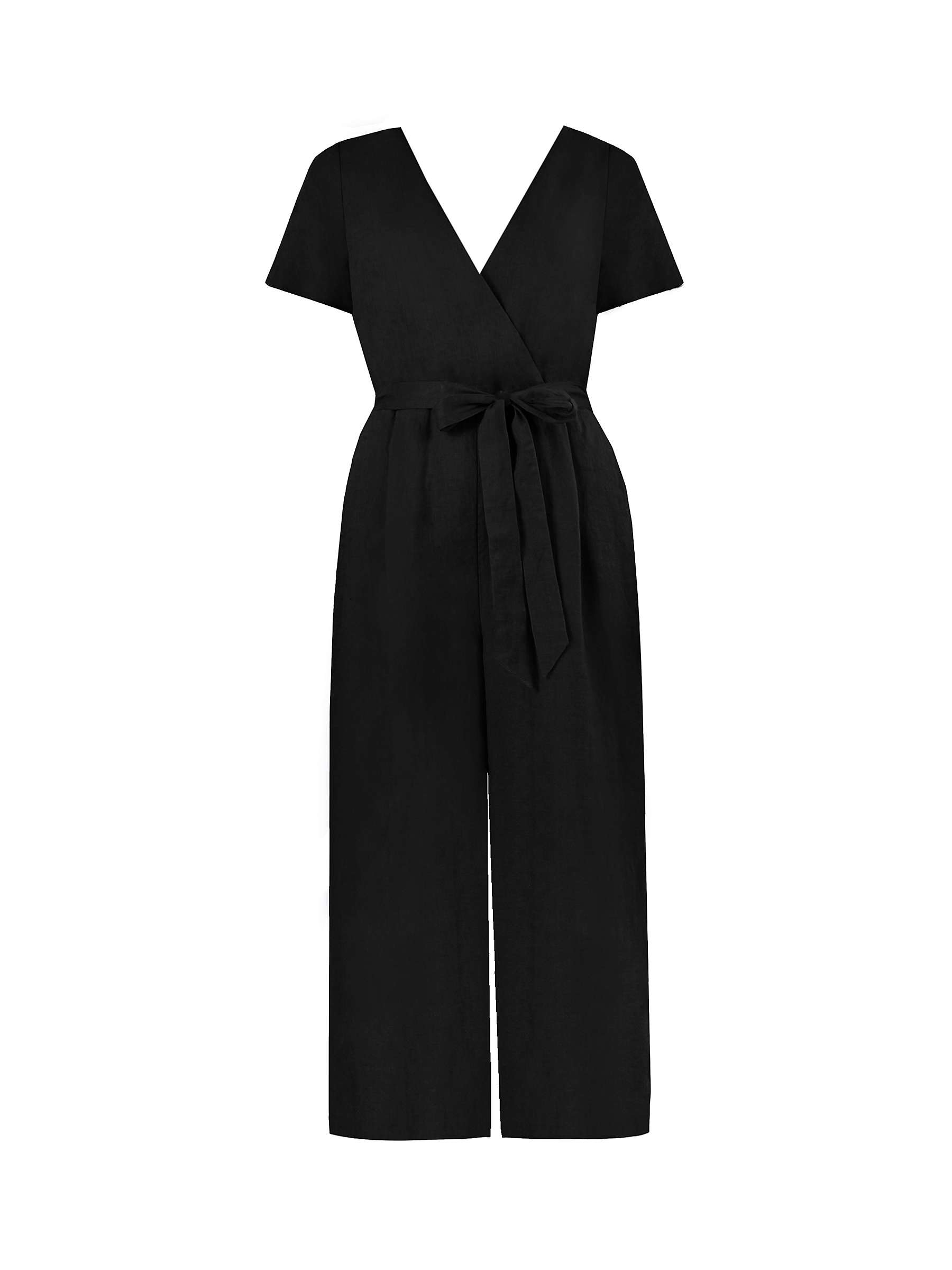 Buy Ro&Zo Linen Wrap Front Jumpsuit, Black Online at johnlewis.com