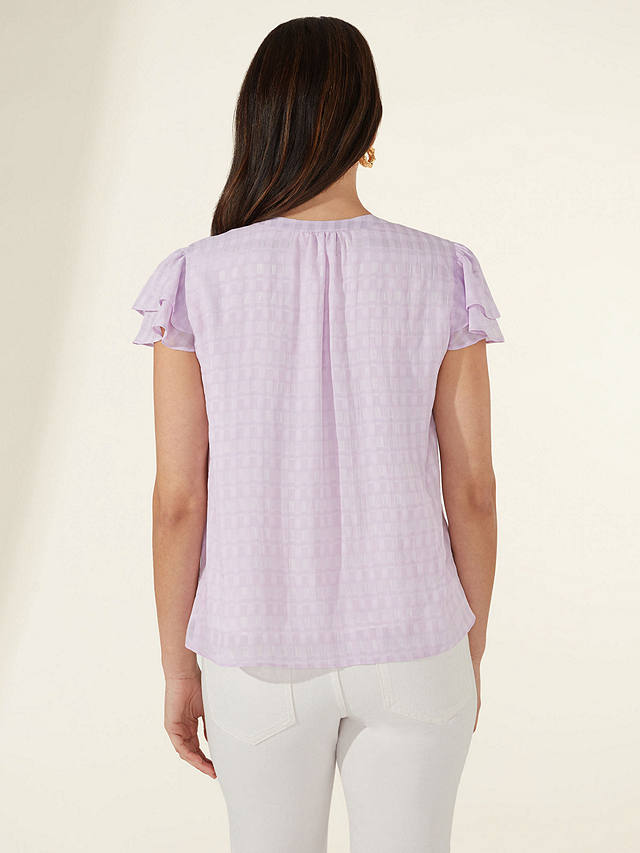 Ro&Zo Gingham Flute Blouse, Lilac