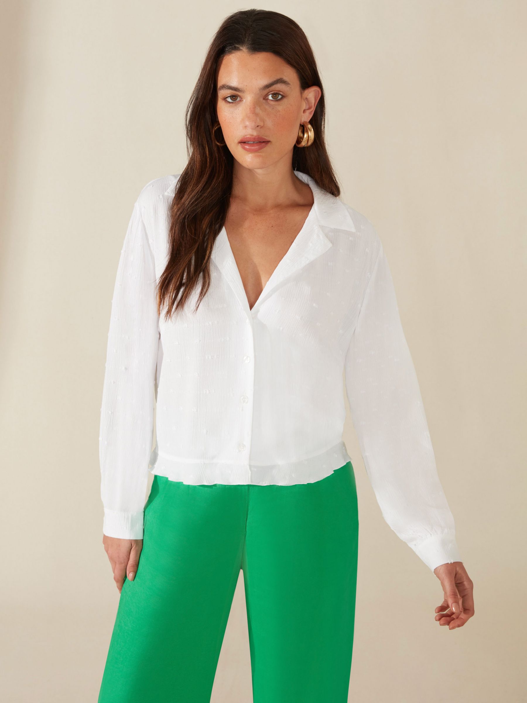 Buy Ro&Zo Frill Hem Shirt, White Online at johnlewis.com