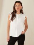 Ro&Zo Frill Shoulder Sleeveless Shirt, White
