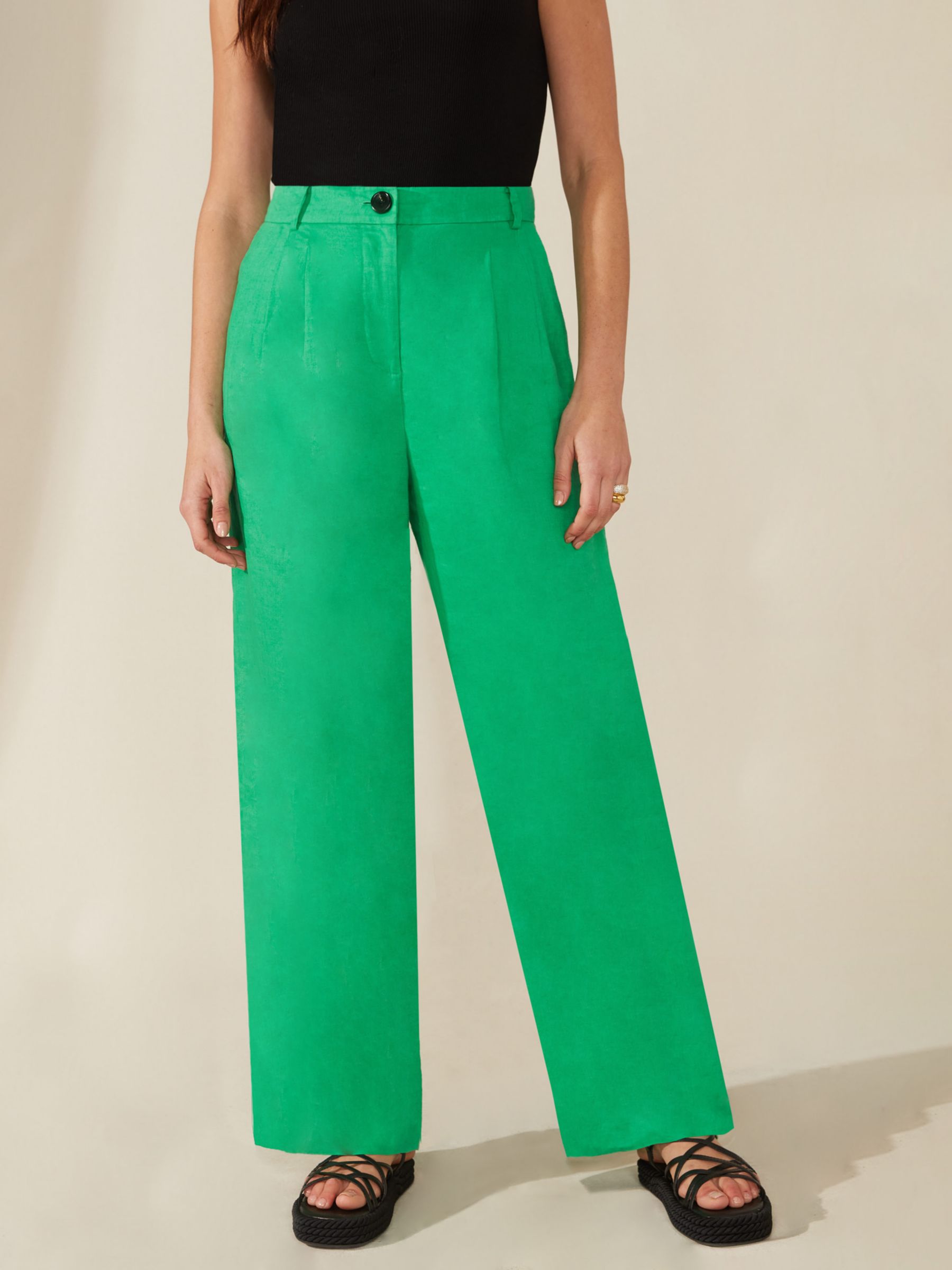ROCIO PANT SET Vest and Trouser Pant Set (Moss Green Linen)