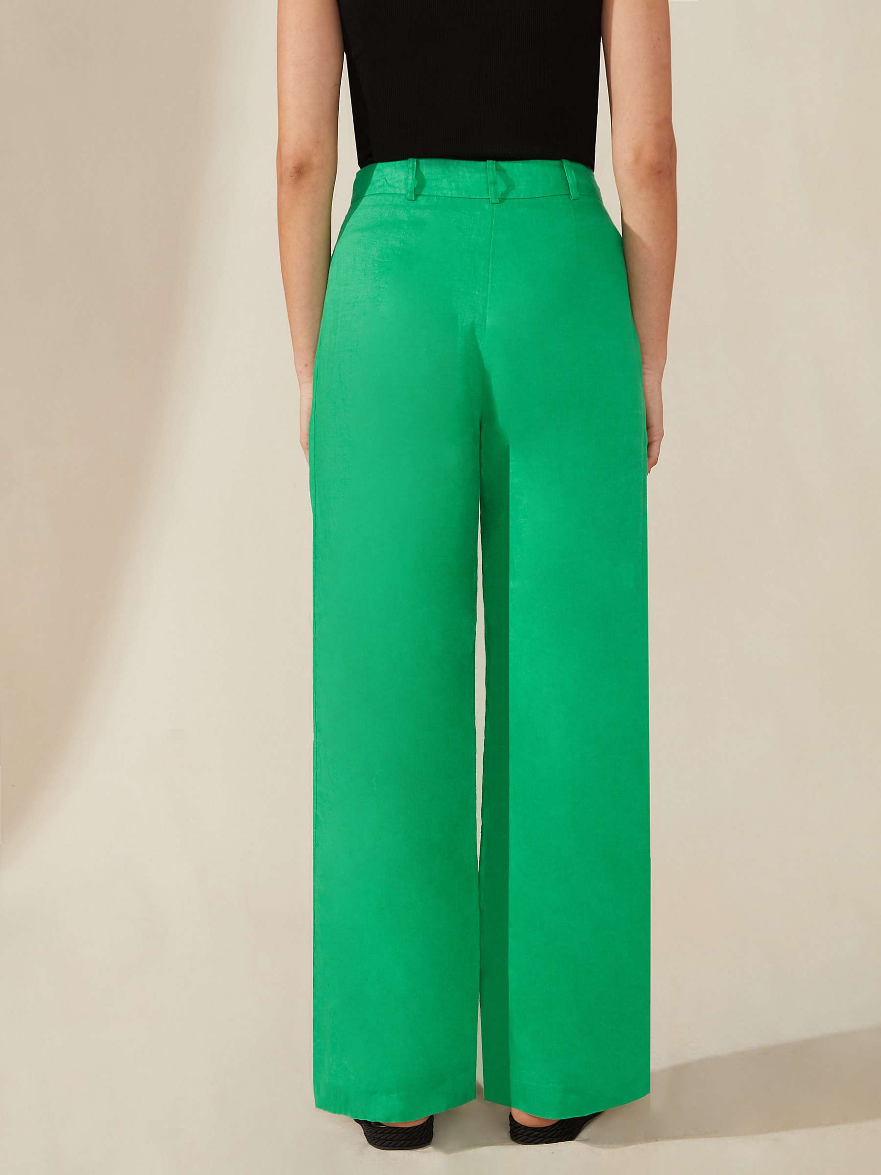 Buy Ro&Zo Button Front Linen Trousers, Green Online at johnlewis.com