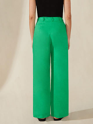 Ro&Zo Button Front Linen Trousers, Green