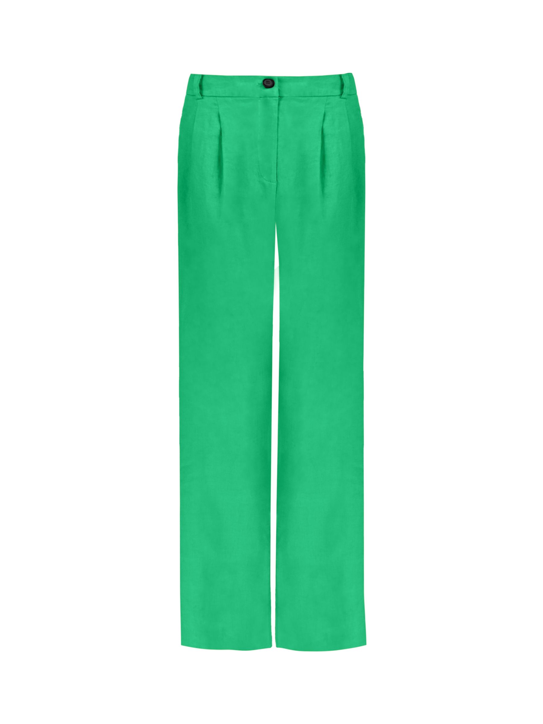 Ro&Zo Button Front Linen Trousers, Green at John Lewis & Partners