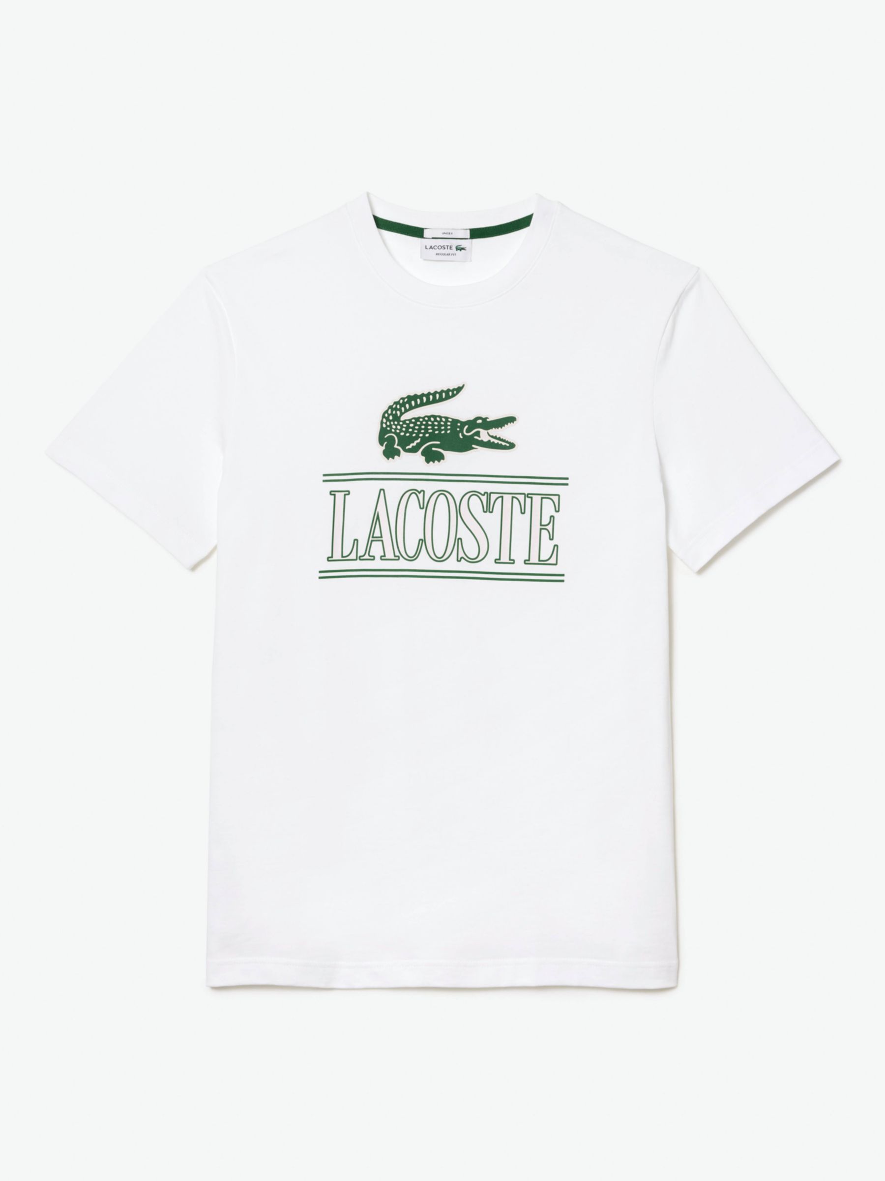 Lacoste Graphic Logo Crew Neck T-Shirt, 001 Whi at John Lewis & Partners