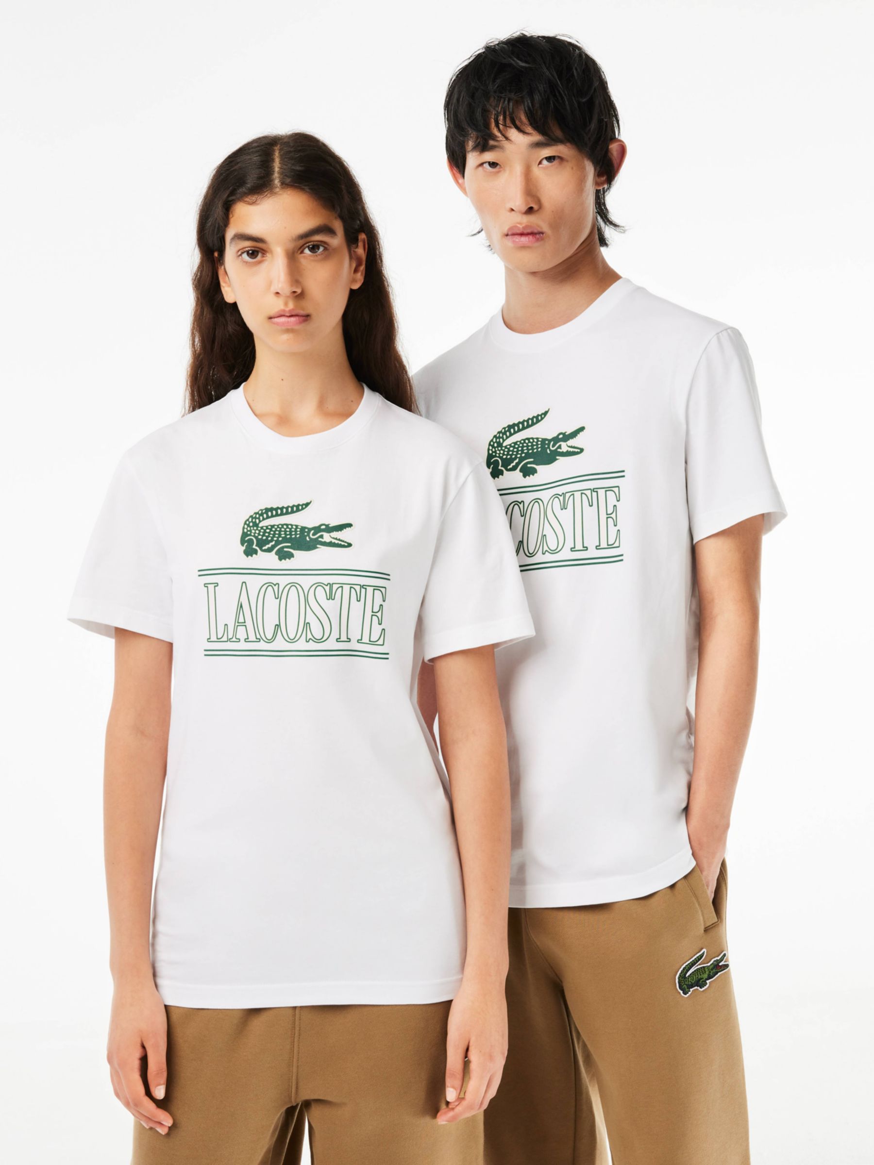 Lacoste Graphic Logo Crew Neck T-Shirt, 001 Whi, M