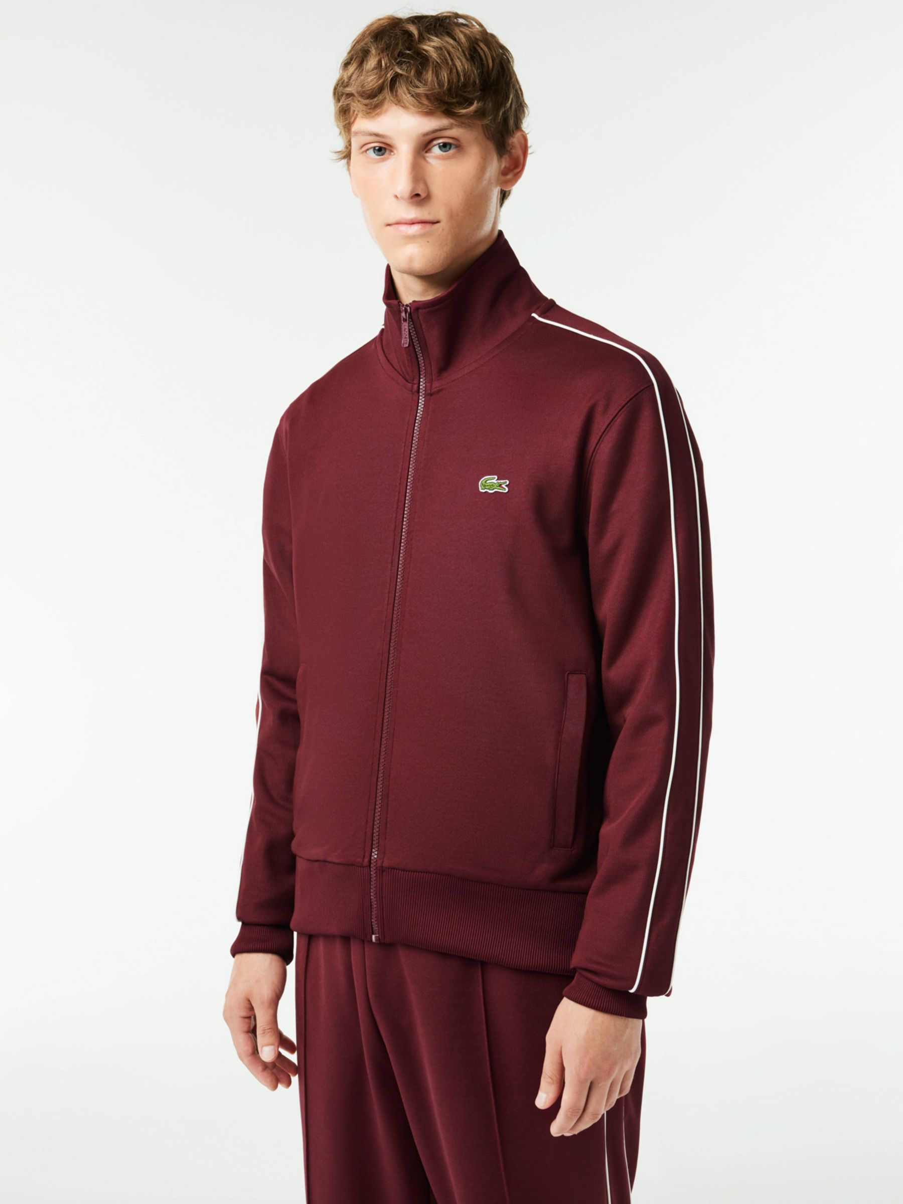 Lacoste Core Essential Track Top, Red at John Lewis & Partners
