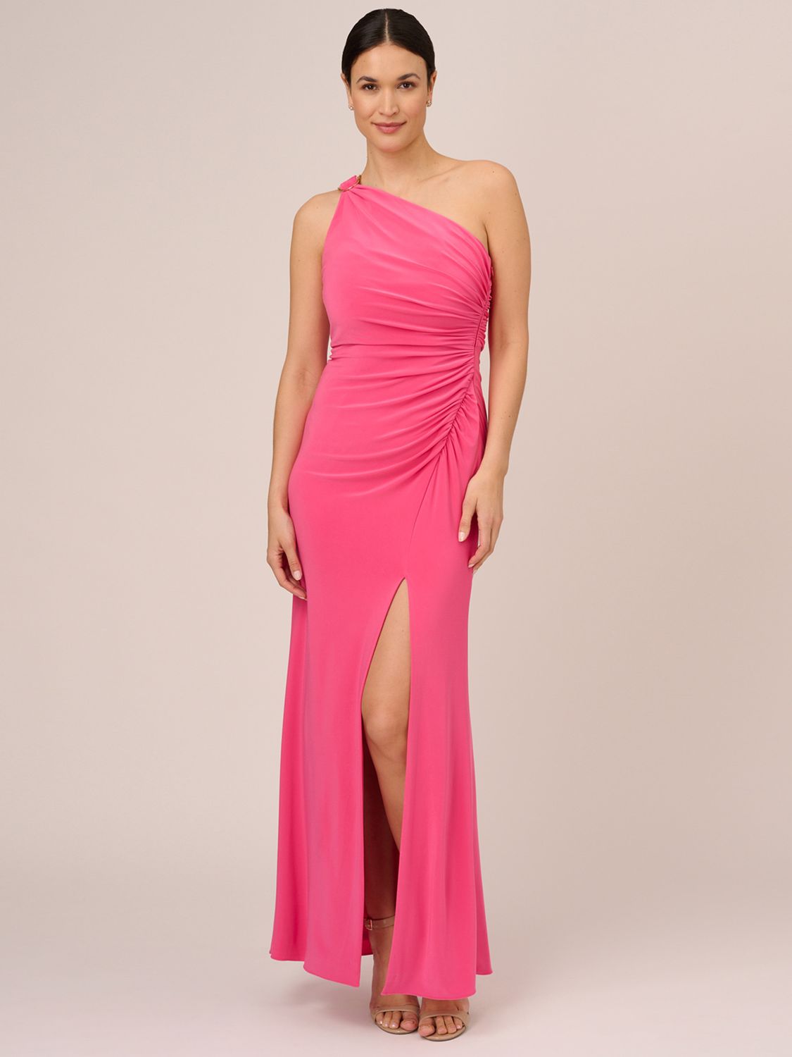 sneen Diktat himmel Adrianna Papell One Shoulder Gown Dress, Pink at John Lewis & Partners