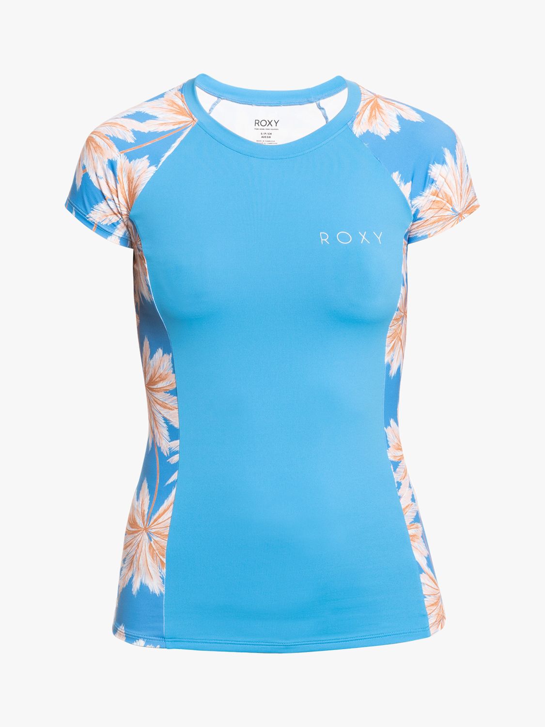 Roxy Floral Stretch Rash Vest, Blue/Multi, S