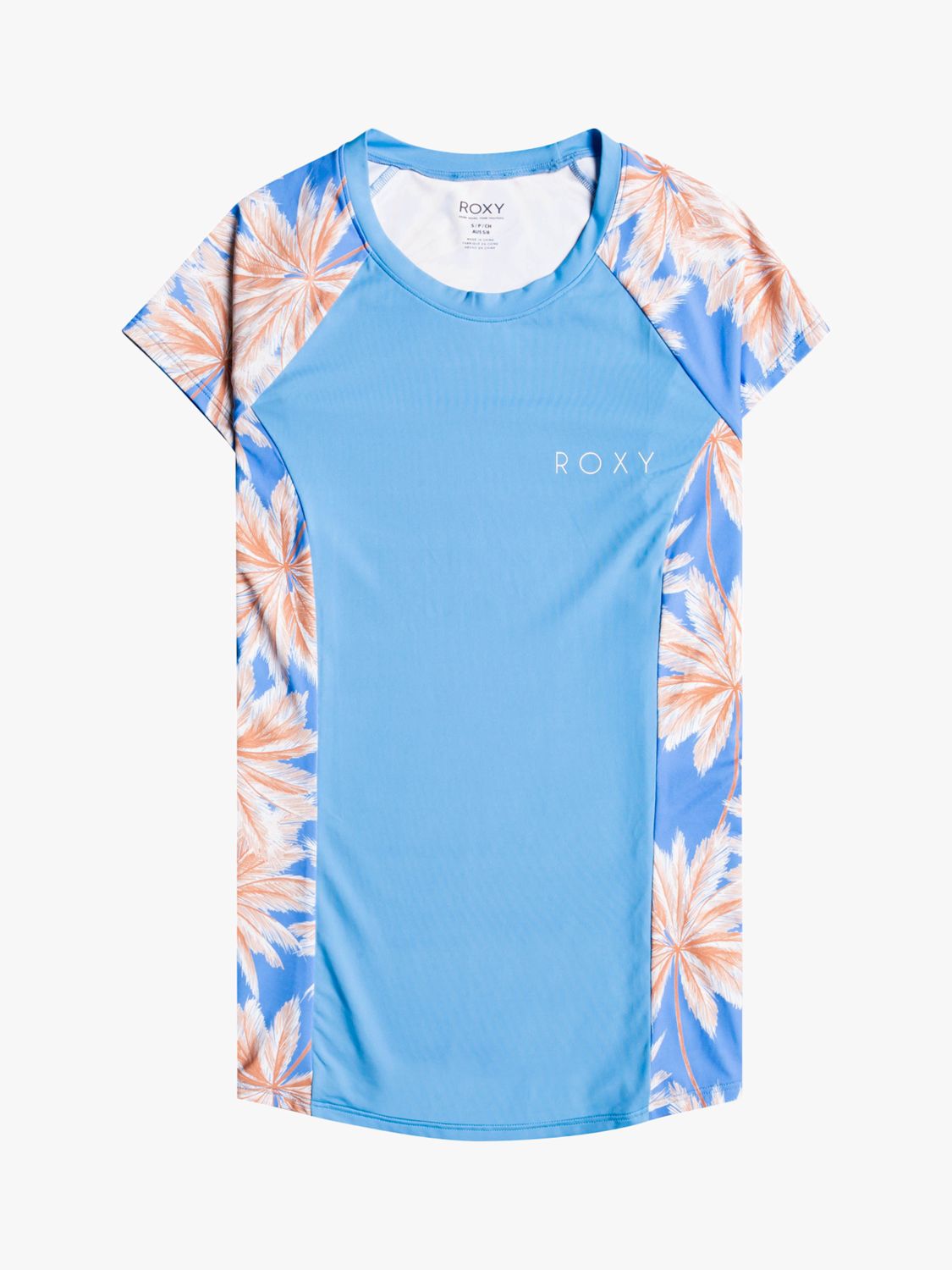 Roxy Floral Stretch Rash Vest, Blue/Multi, L